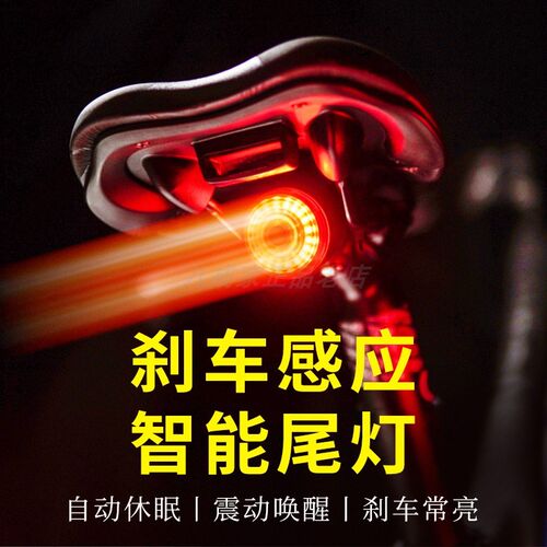 TWOOC智能感应山地车尾灯刹车灯USB充电防水公路自行车灯夜骑配件