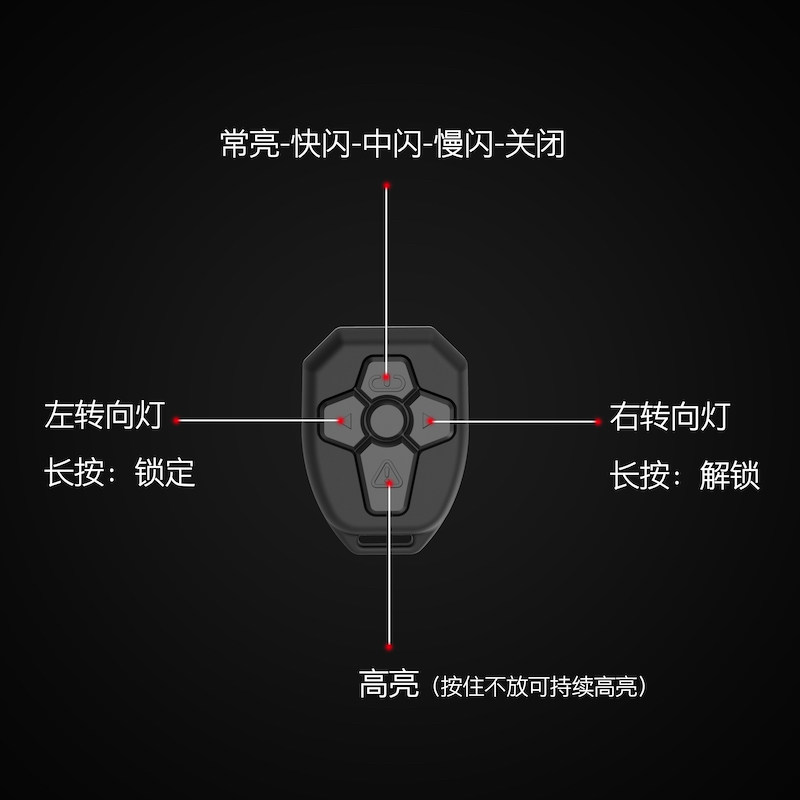 自行车无线遥控转向尾灯夜间警示尾灯充电山地车骑行装备单灯配件