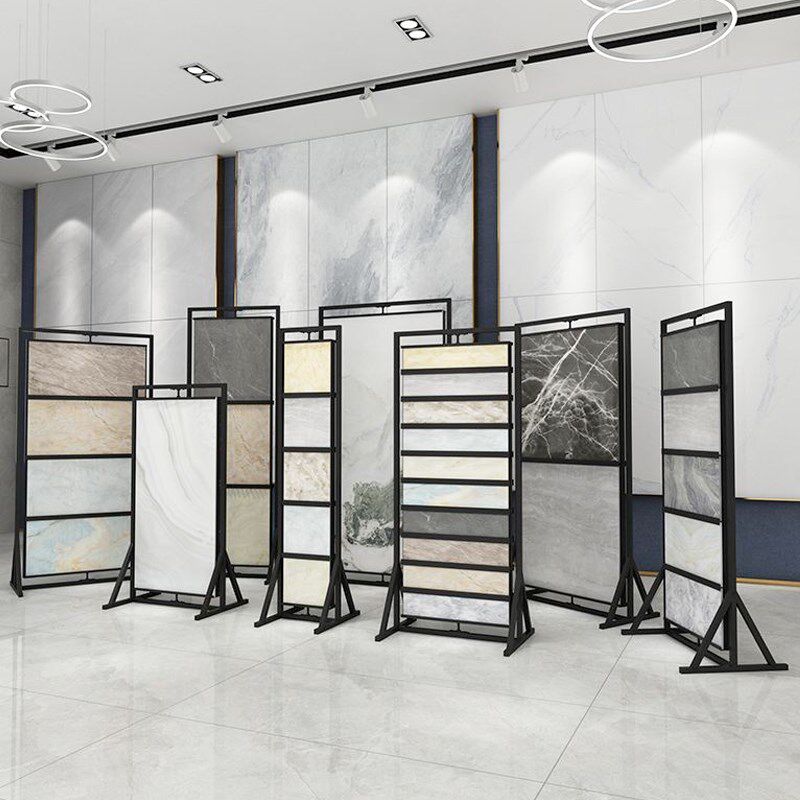瓷砖展示架石材岩板大板立式旋转陶瓷展架木地板样品架子推拉双面