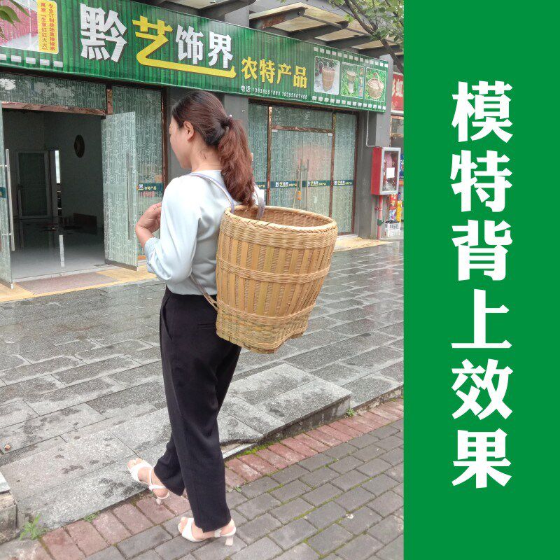 贵州竹编背篓采茶背篼手工编织家用买菜购物筐大号小号双肩竹篓筐