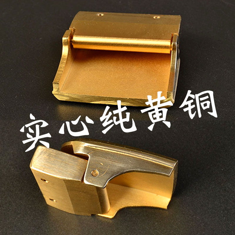 自动扣皮带真皮男士黄铜扣头层牛皮裤带商务休闲有牙外穿腰带35mm