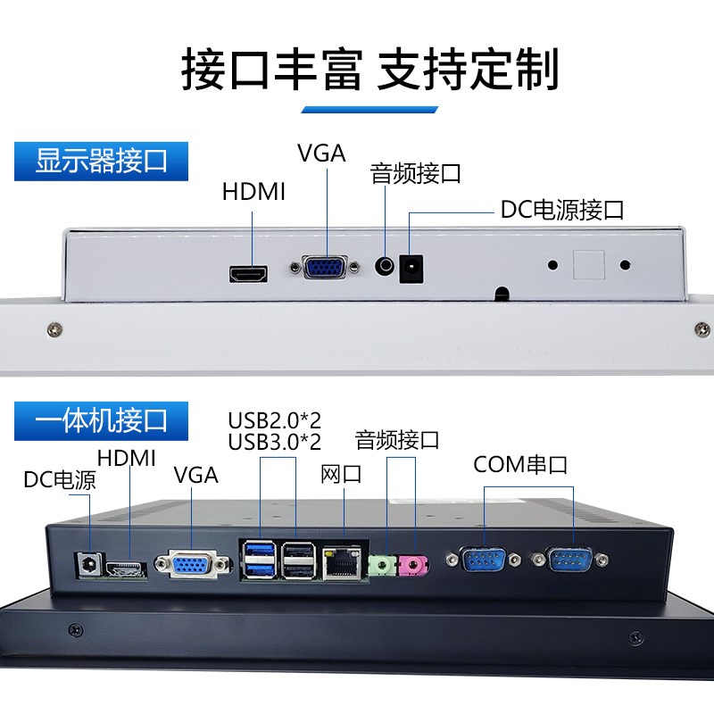 9/17/19/21寸卡扣嵌入式工业显示器触摸液晶显示屏电阻工控监控用
