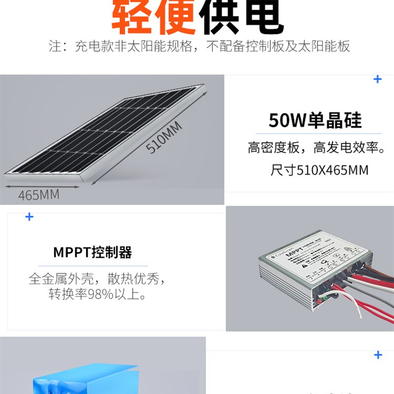 移动式监视摄影镜头供电系统太阳能12V锂电池无需电源工地装修施