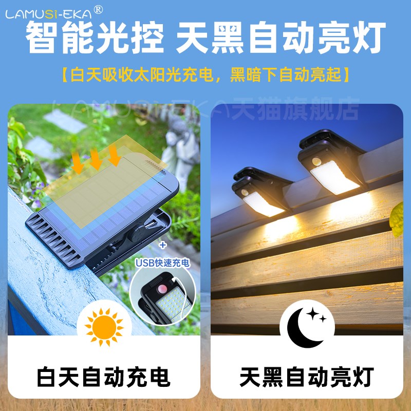 太阳能户外灯帐篷野外露营应急灯超亮照明路灯人体感应庭院夹子灯