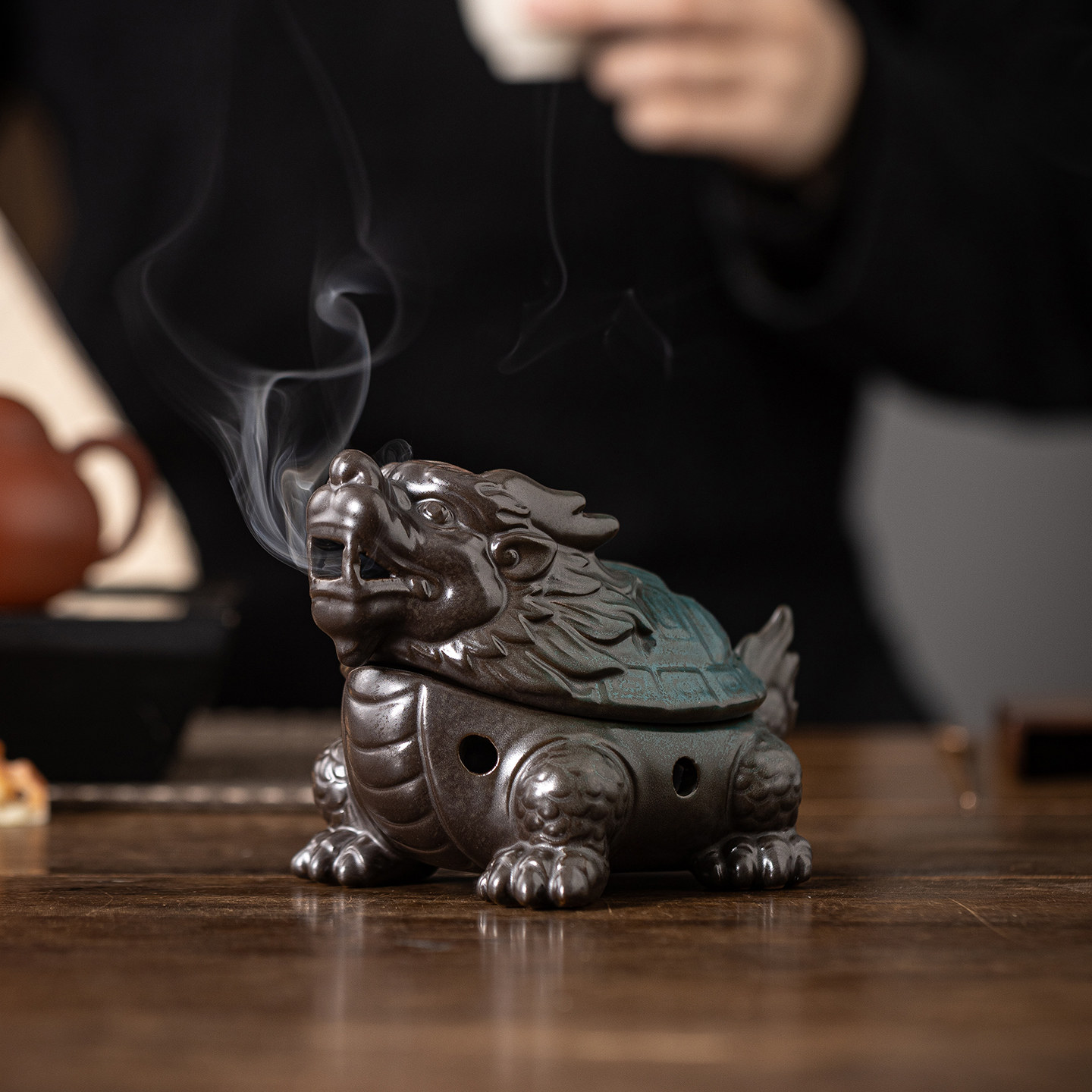 瑞兽龙龟造型香熏炉檀香茶道摆件图片