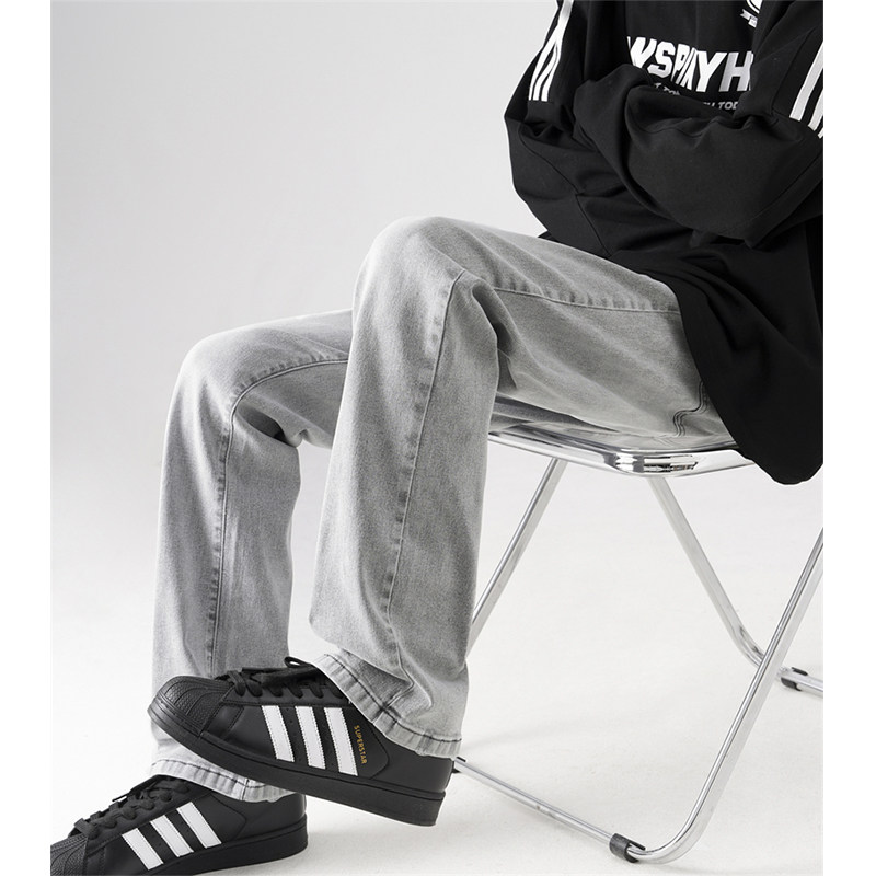 2026新款微喇牛仔裤男窄版直简修身春夏新款美式高街潮牌痞帅裤子