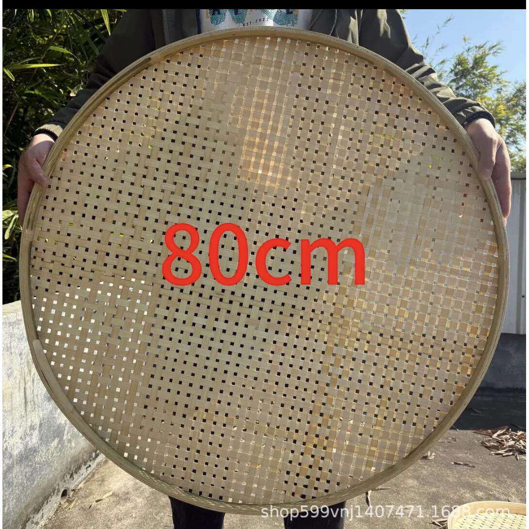 纯手工竹编筛子圆簸箕有孔晾晒干货米筛火锅店竹架放菜竹簸箕家用
