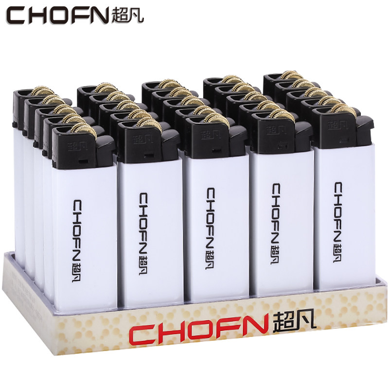 超凡一次性明火砂轮打火机滑轮齿轮火石滚轮家用批发定制印刷广告