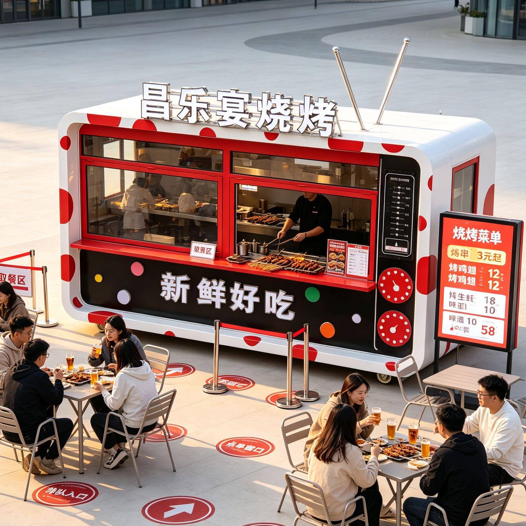 复古电视网红餐车咖啡奶茶冰激凌售卖车多功能小吃美食移动店铺