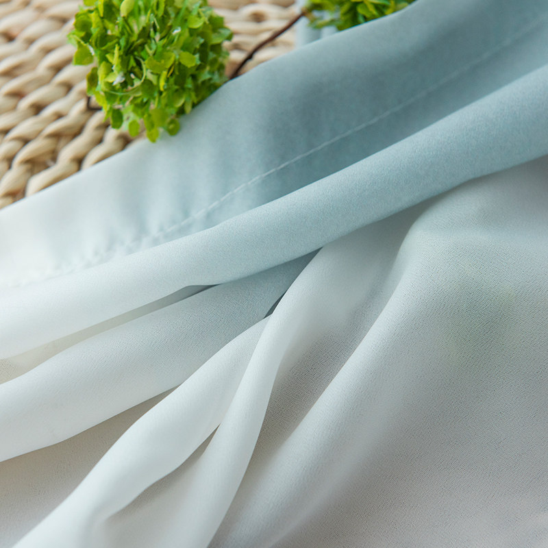 新中式窗帘山水水墨画遮光窗纱客厅卧室飘窗阳台中国风纱帘成品