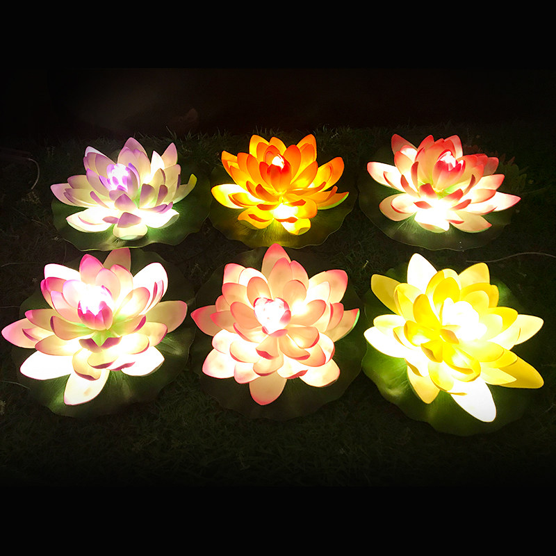 led河灯户外防水接电荷花灯湖面亮化景观莲花灯公园景区亮化荷灯