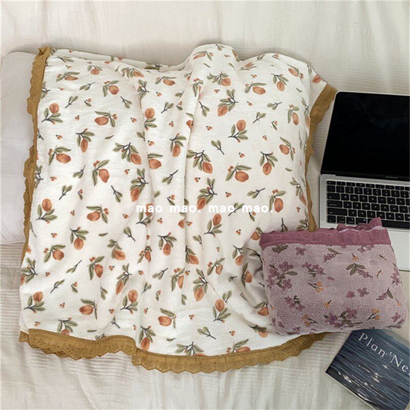 浪漫碎花家用浴巾可穿珊瑚绒加厚吸水洗澡毛巾可爱花边法式洗澡巾