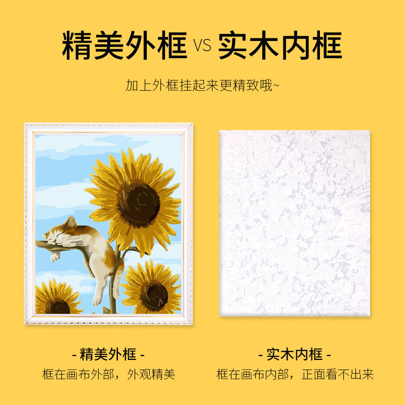 手工画画数字油画diy填充填色油彩画治愈手绘丙烯水彩装饰画定制