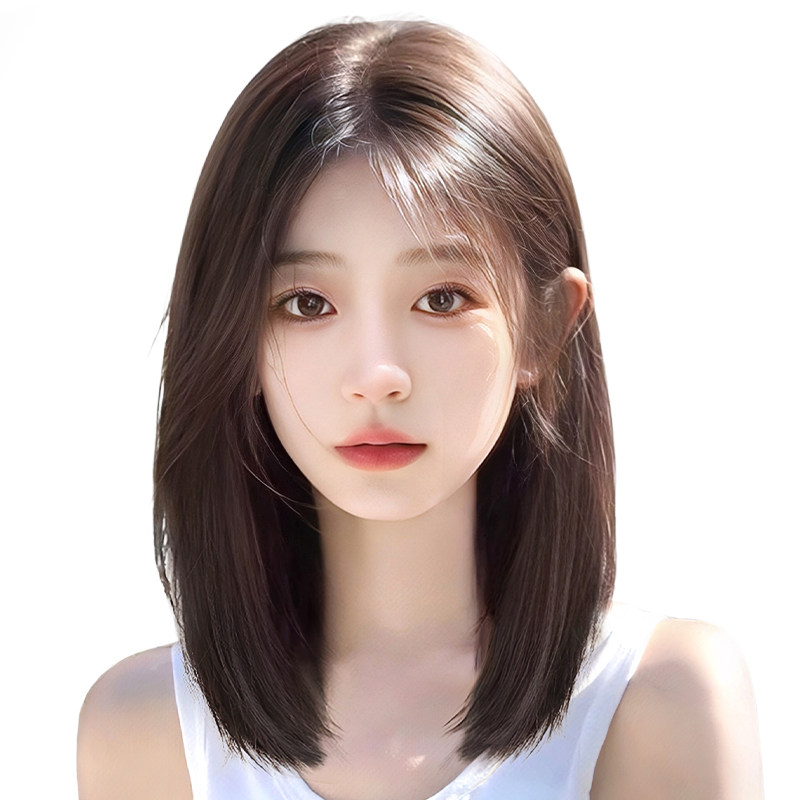 假发女长发真发全真人发自然前蕾丝全头套式短发轻薄款整顶假发套