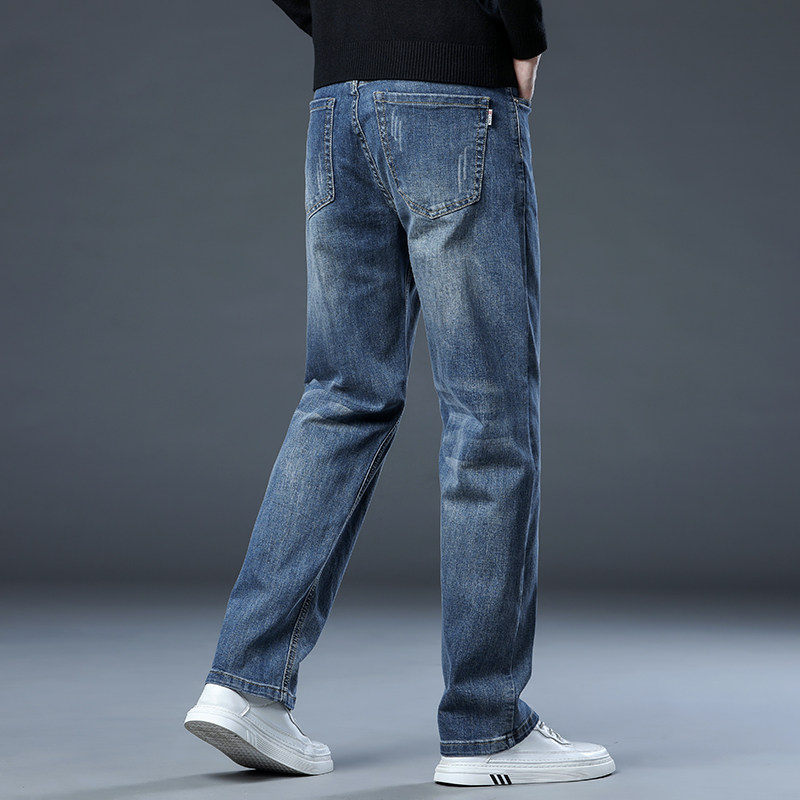 新塘高端牛仔裤男款宽松直筒秋冬新款高腰弹力休闲商务男士长裤子