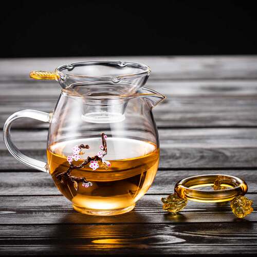 公道杯玻璃加厚耐热公杯茶漏一体功夫分茶器茶漏套装家用茶具配件