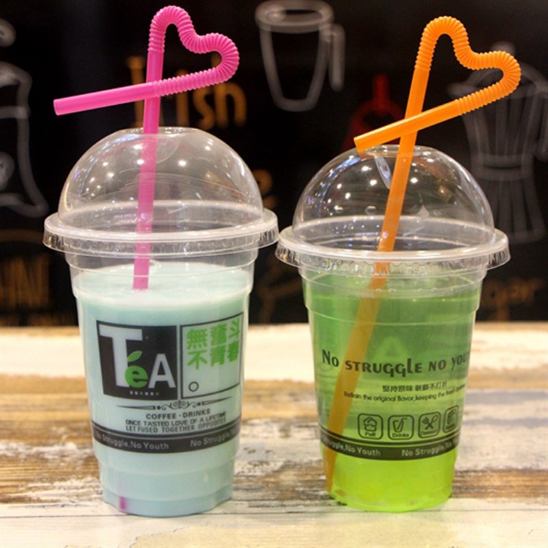 95口径加厚一次性奶茶杯果汁饮料杯子外卖打包塑料杯1000只装带盖
