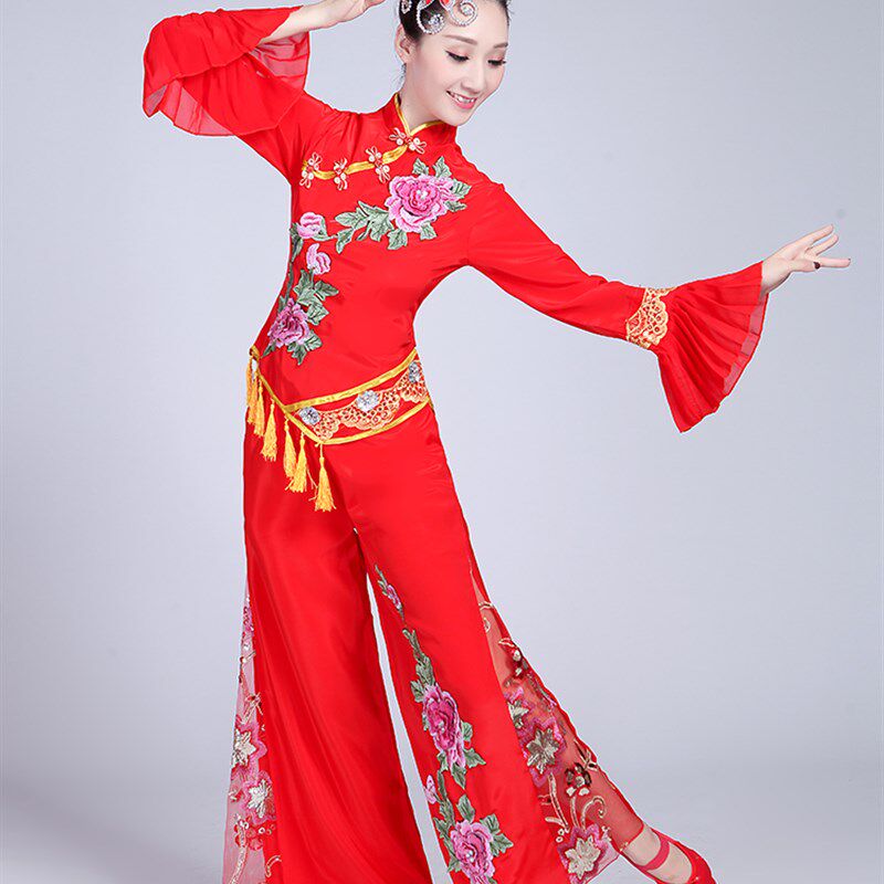 秧歌服民族扇子舞蹈演出服中老年广场舞服装新款套装秋冬季女成人