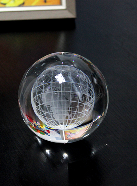 水晶球3D内雕地球仪创意家居摆件毕业季教师节送老师可以定制礼品