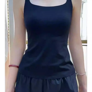 王福贵定制～山茶花细肩带带胸垫背心3.24 百搭背心