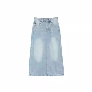 王福贵定制～高腰显瘦后开叉牛仔半裙3.24 后开叉牛仔裙