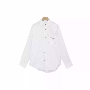 3.24 王福贵定制～韩系口袋刺绣简约宽松衬衫 简约衬衫