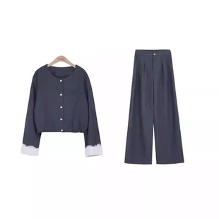 套装 直筒休闲裤 王福贵定制～通勤圆领上衣 3.24 士多啤梨