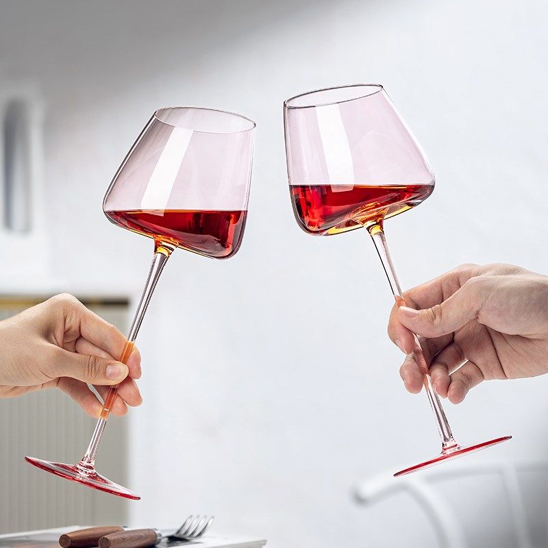 火烈鸟红酒杯水晶杯家用高脚杯轻奢风高颜值小清新葡萄酒杯2支装