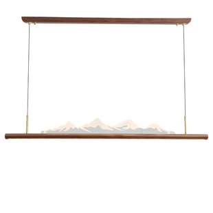 餐厅吊灯黑胡桃木山水禅意中国风茶室灯吧台长条灯茶室吊灯 新中式