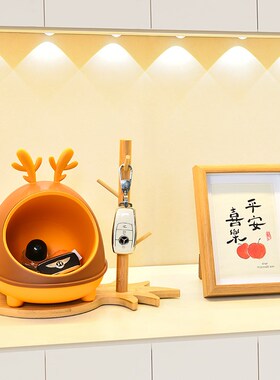 创意鹿角入户玄关放钥匙收纳摆件进门口客厅鞋柜家居装饰品收纳盒