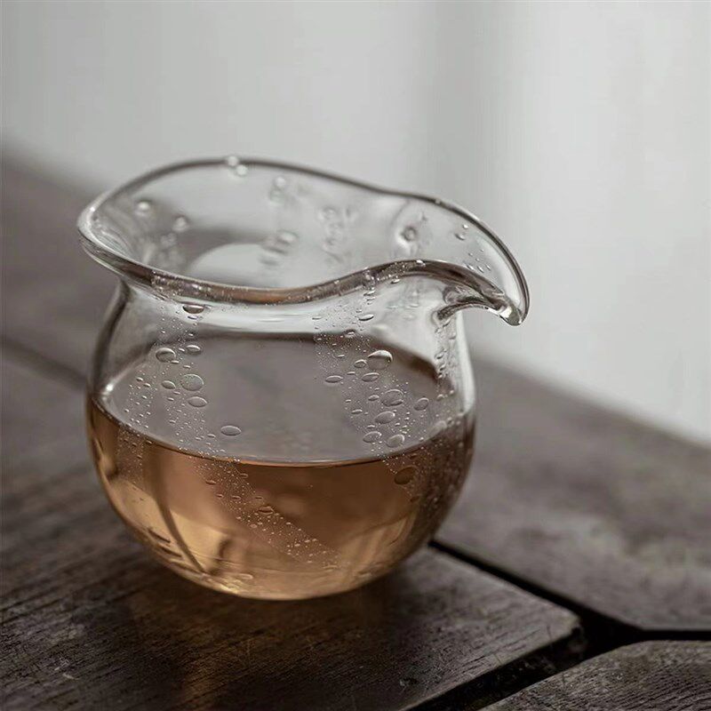 玻心璃语非白束口公道杯 耐热玻璃功夫茶具 手工匠人 分茶器