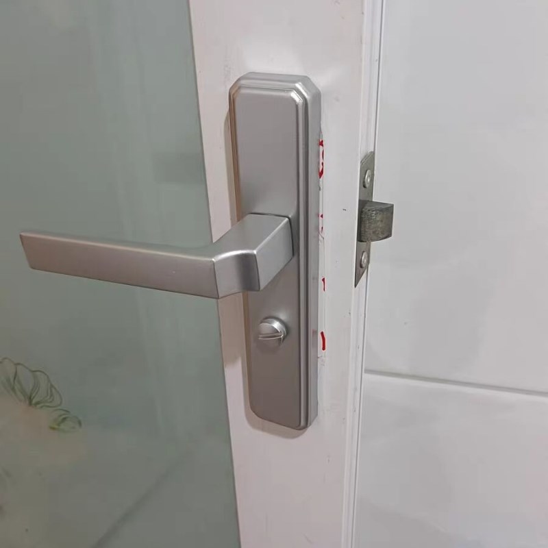 卫生间单舌黑色静音门锁铝合金门洗手间厕所通用型浴室玻璃门把手