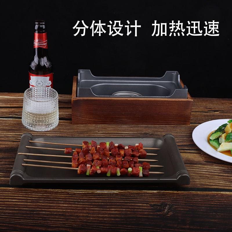 日式酒精烧烤保温炉烤串陶板烤肉炉不粘竹节烧烤保温盘烧烤加热炉