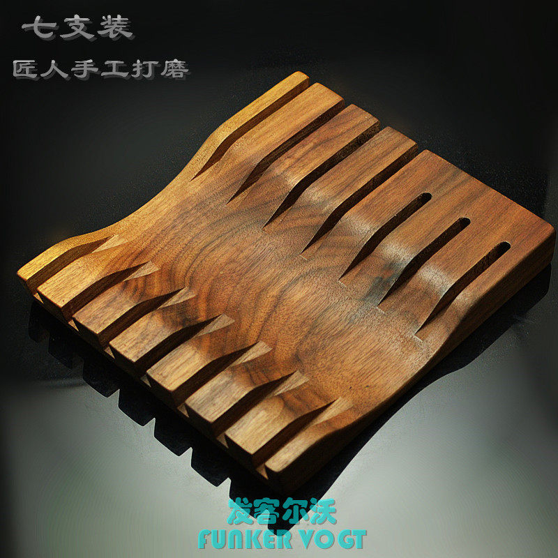 美发剪刀黑胡桃木剪刀盒理发店发型师防滑收纳架刮胡刀置放工具架