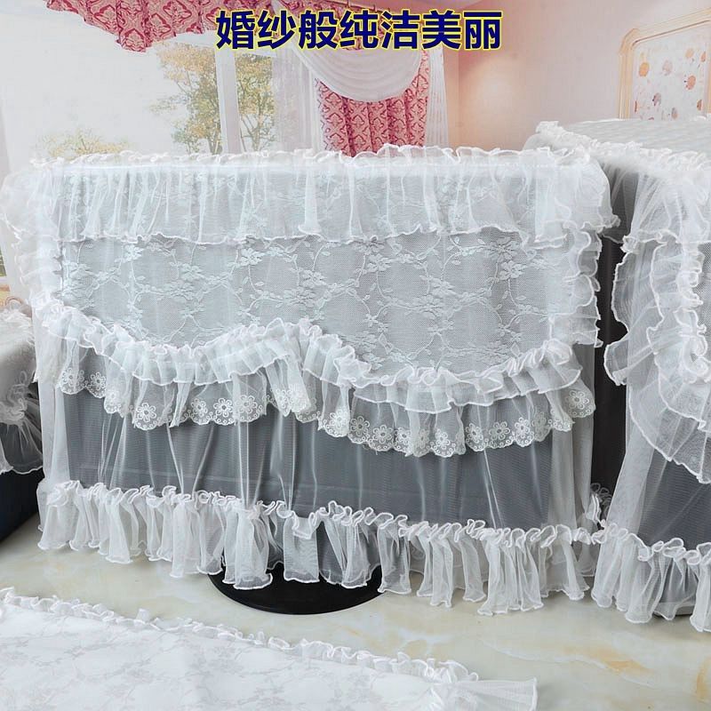 博文布艺白色欧式台式液晶电脑罩防尘盖巾显示器蕾丝套白纱仙子