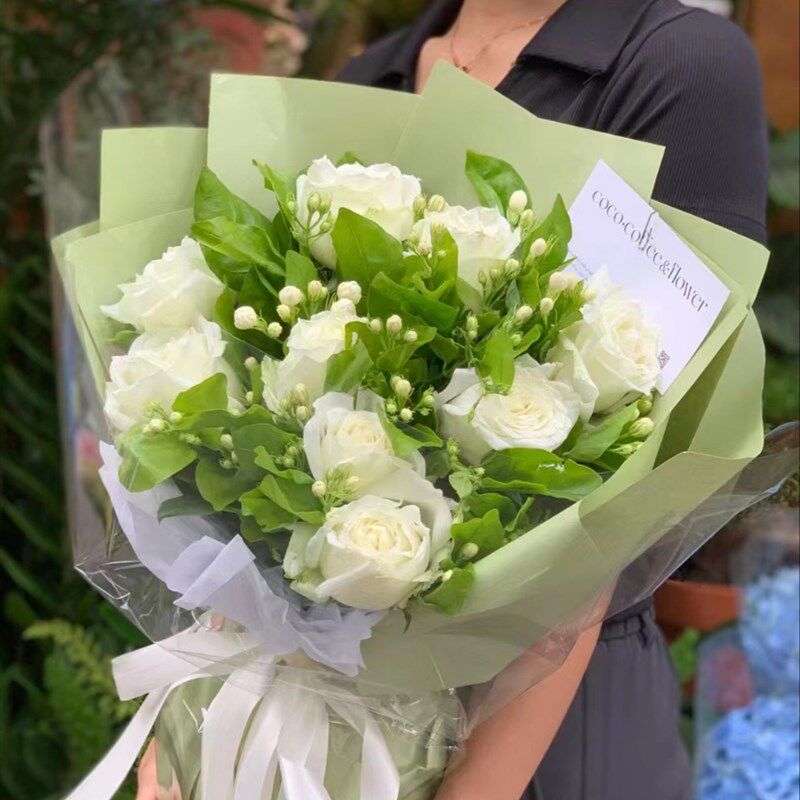 白玫瑰茉莉鲜花花束 送男女友闺蜜朋友 沈阳辽宁吉林黑龙江内蒙东
