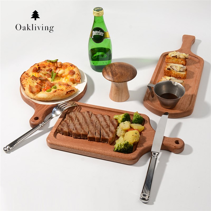 oakliving西餐牛排盘西式点心盘糕点披萨盘餐厅下午茶托盘实木盘