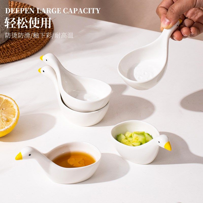 蘸料碟家用2024新款陶瓷卡通可爱味碟调料碟创意骨碟小碟子吐骨碟