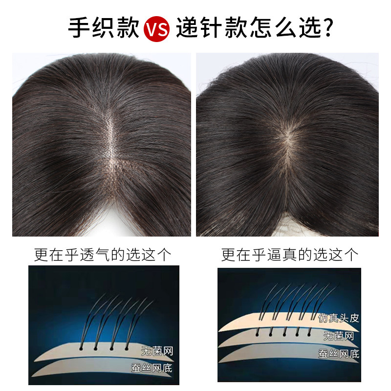 假发片女遮白发增发量蓬松头顶轻薄透气逼真无痕一片式迷你补发片