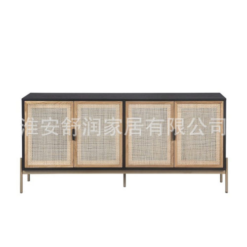 创意藤条餐边柜高柜一体家用入门玄关柜客厅日式板条茶水柜置物架