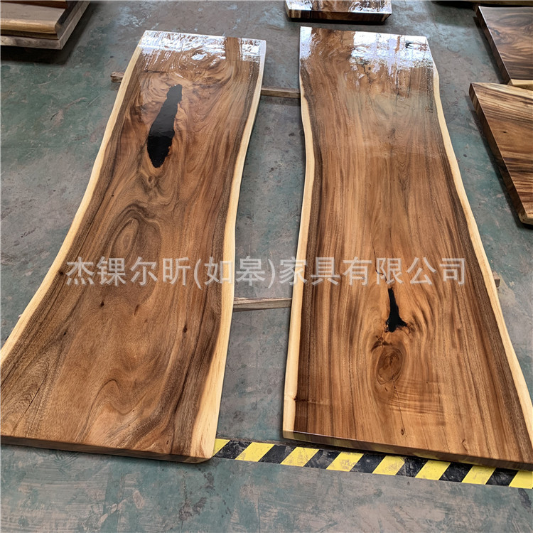 南美胡桃全实木大板办公桌原木茶桌现代老板桌台餐桌自然边书桌图片