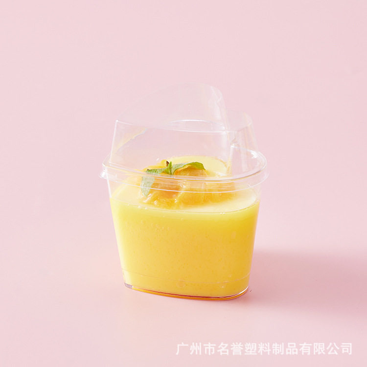 名誉心形塑料迷你甜点杯带盖和勺子130ml派对布丁冰淇淋杯一次性