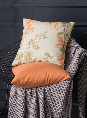 美式沙发轻奢橘色抱枕橙色靠枕套靠垫不含芯大尺寸大号靠背60x70