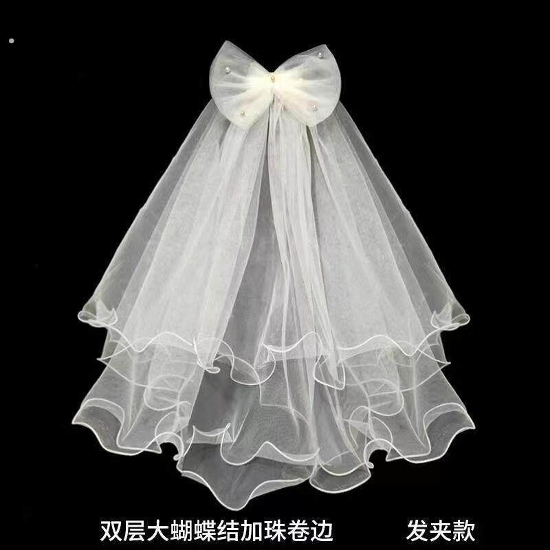 头纱领证求婚登记拍照道具新娘主婚纱头饰夜市摆摊儿童公主风发饰