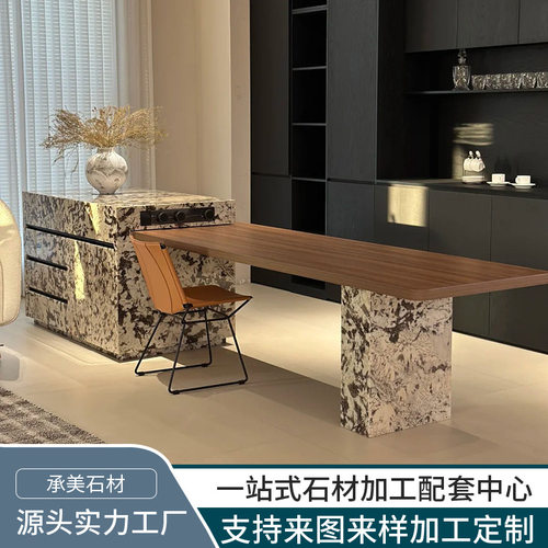 源头工厂雪山飞狐岛台吧台天然大理石奢石别墅商品房厨房餐厅酒店