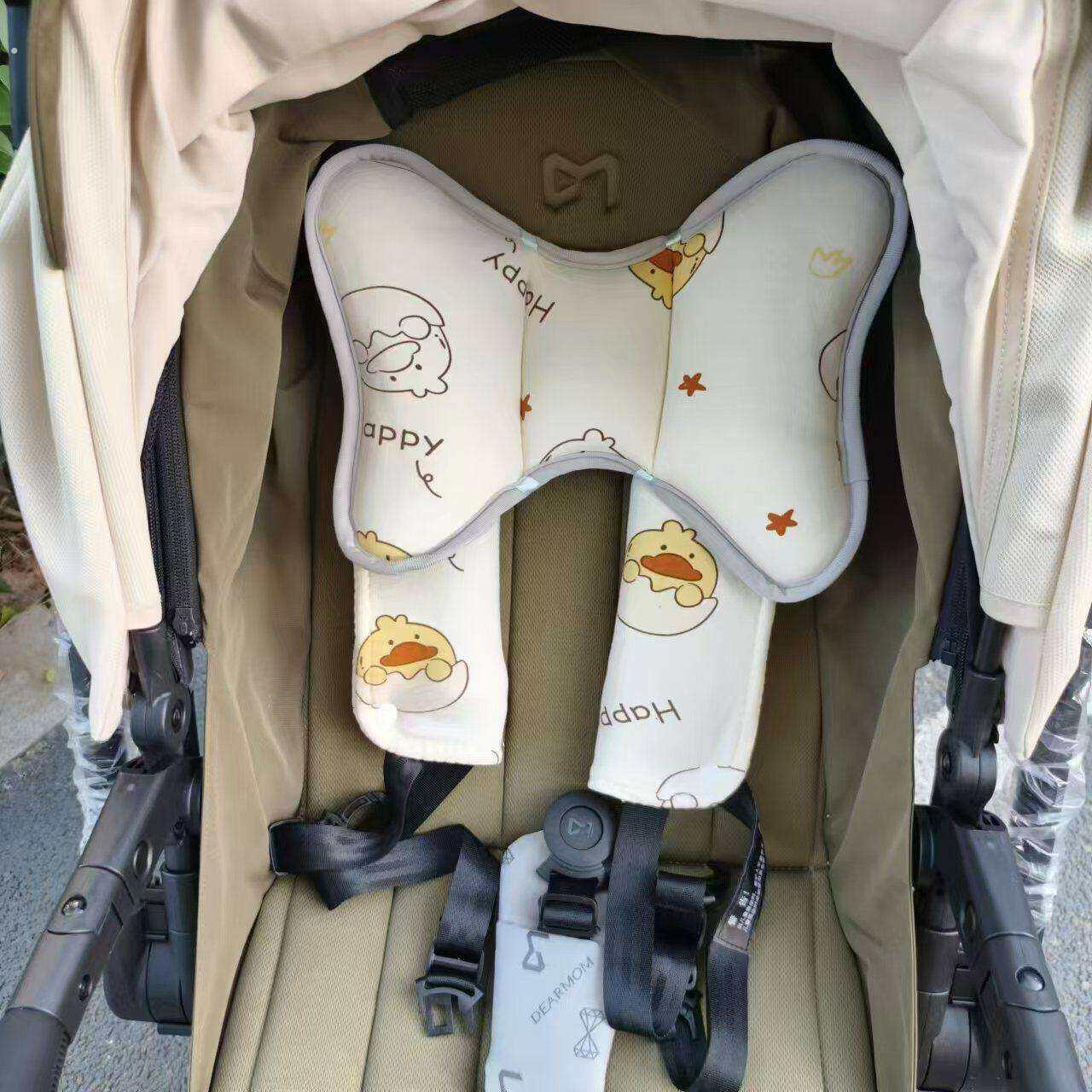 婴儿推车通用蝴蝶枕防偏头定型枕头遛娃神器护颈靠枕四季冰丝凉枕