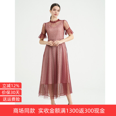 司歌蕾丝仙气宫廷显瘦连衣裙短袖A89M006