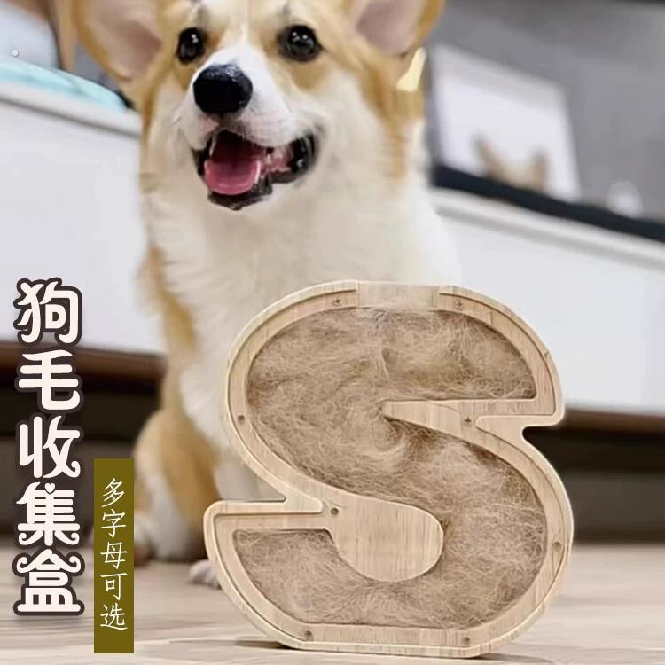 收纳木质英文字母透明玻璃猫毛收纳器收集盒胎发胡须收藏纪念