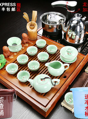 小号实木一体茶盘家用陶瓷茶具套装紫砂全自动电磁炉茶台茶海茶托