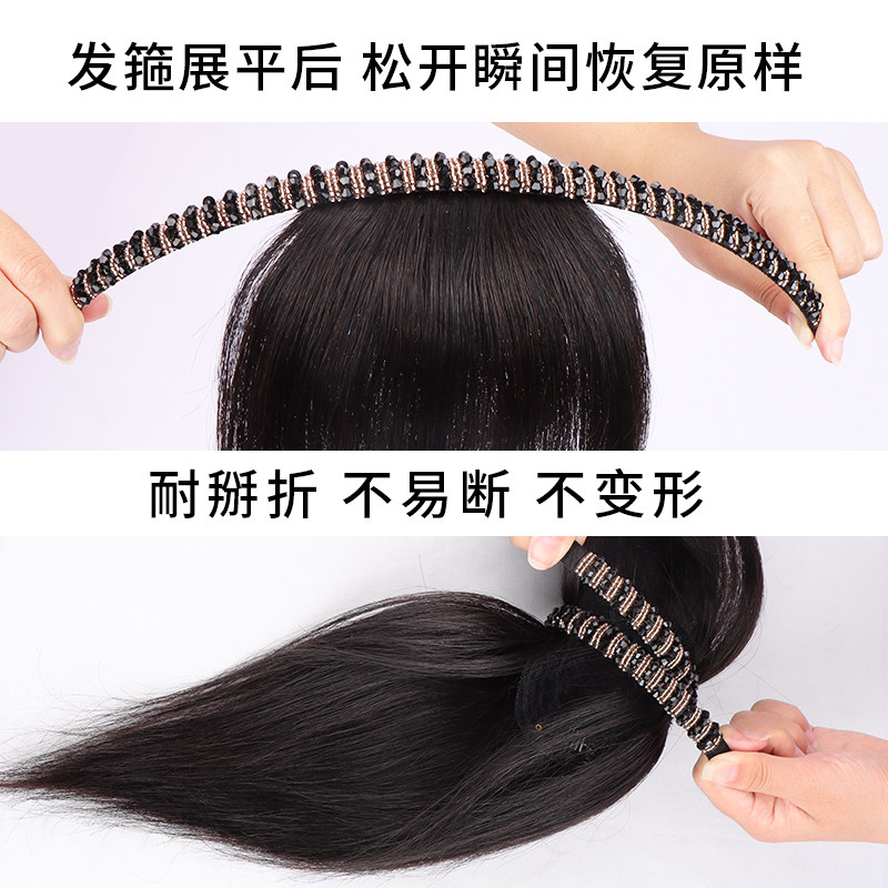 发箍刘海一体真发头顶补发片女遮白发假发片真发假发女片头顶